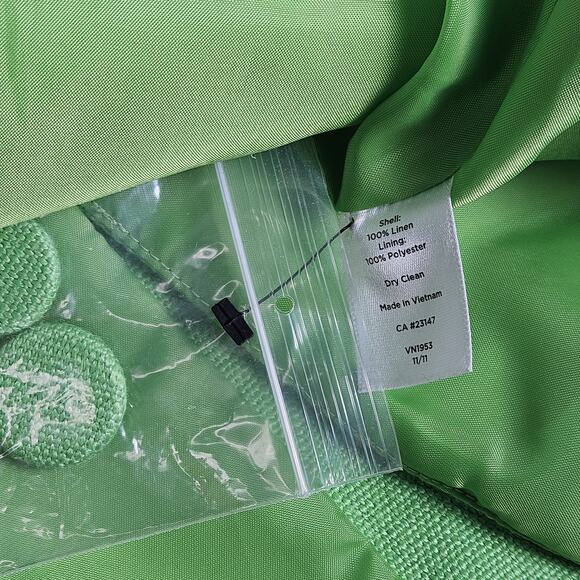 Talbots Women’s Linen Blazer Jacket Sz 12 Kelly Green Pockets Hidden Snaps - Picture 4 of 6